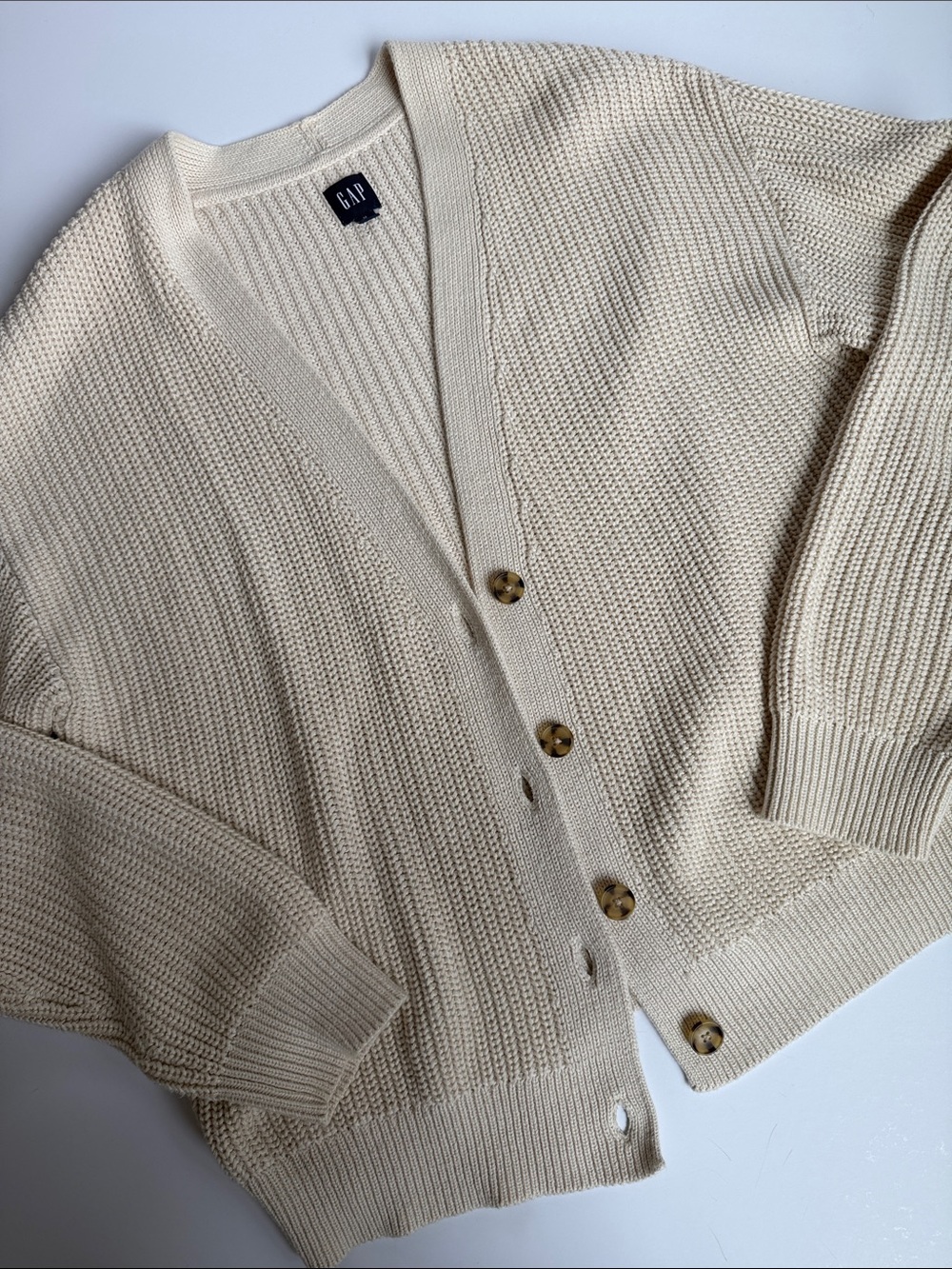 GAP Cream Knit Button-Front Cardigan